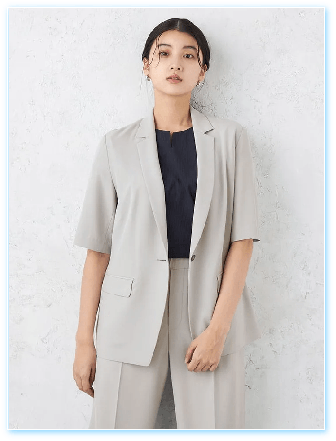 【INDIVI】 涼感ストレッチ 半袖ジャケット 半袖 ウォッシャブル 春夏【レディース】（Ｌ．グレー）