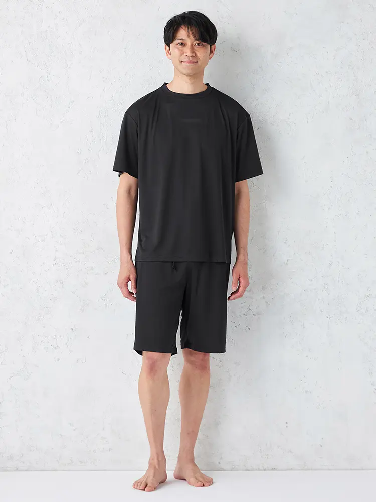 【YOKUNERU】リカバリーウェア上下セット男女兼用半袖Tシャツ+ショートパンツ疲労回復血行促進遠赤外線快眠NANOMIX(R)【一般医療機器】SS～LLサイズ