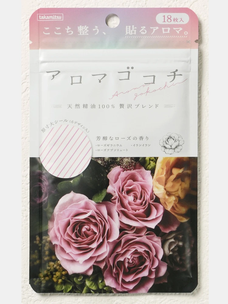 【リラックス】マスクや枕元に貼れるアロマシール［ローズ］アロマゴコチ【ドラッグウェア】
