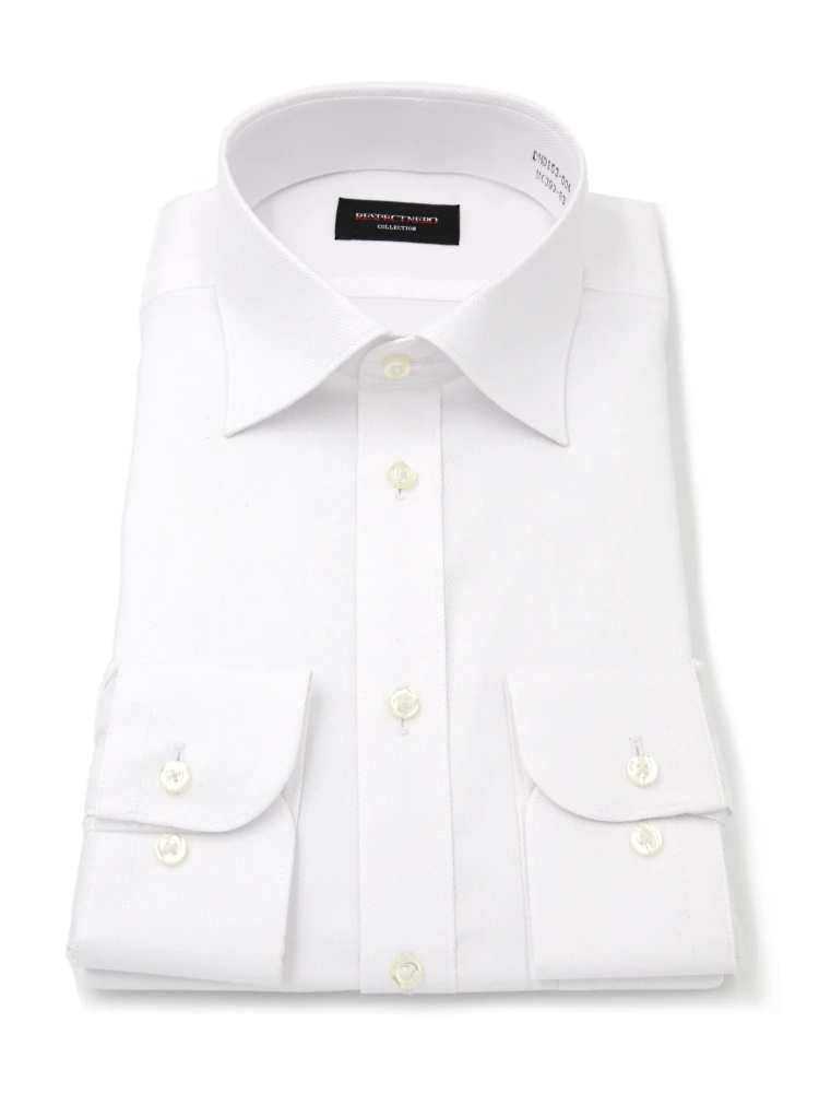 【形態安定】長袖ワイシャツセミワイドカラーツイル柄nero通年