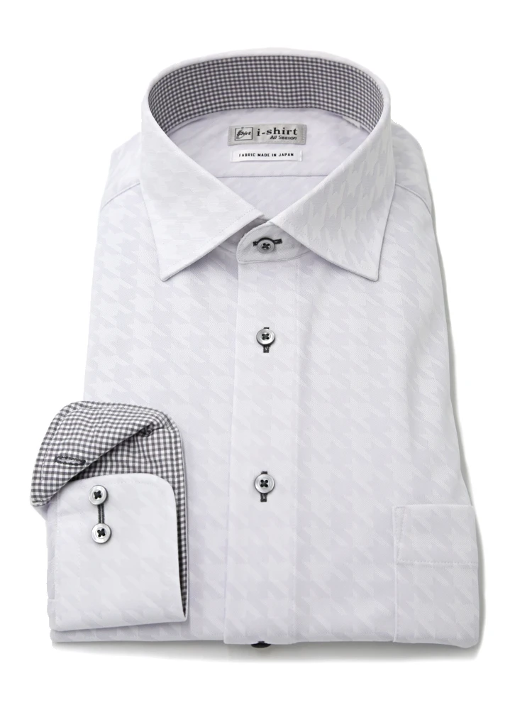 【完全ノーアイロン】長袖アイシャツセミワイド【ジャガードシリーズ】大千鳥調ワイシャツi-shirt通年