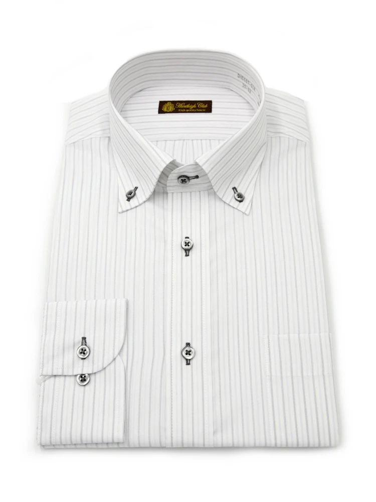 【形態安定】長袖ワイシャツボタンダウン色柄ハントレークラブ通年