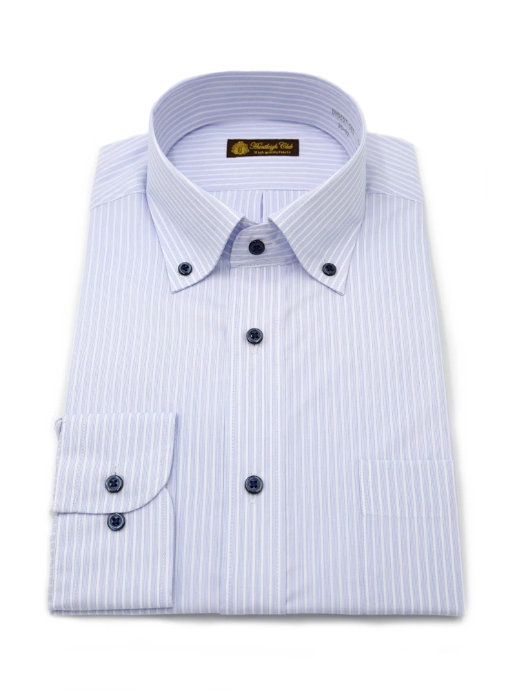 【形態安定】長袖ワイシャツボタンダウン色柄ハントレークラブ通年