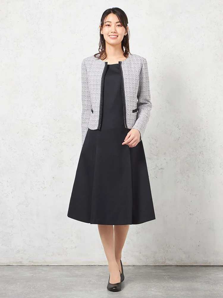 【セレモニースーツ3点セット】ジャケット2点/ワンピースフォーマル着回し織柄無地SOFFICE通年【レディース】