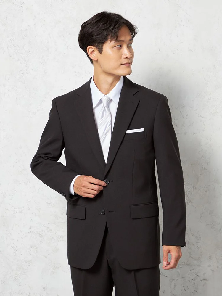 【即納】【お直し不要】フォーマル2つボタン【WEB限定】ウエスト・裾サイズ調整可能上下ウォッシャブル黒無地通年