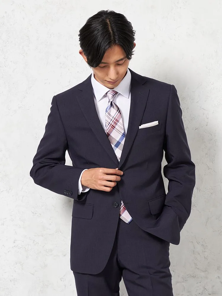 【即納】スーツ２つボタン【WEB限定】上下ウォッシャブルネイビーチェック春夏