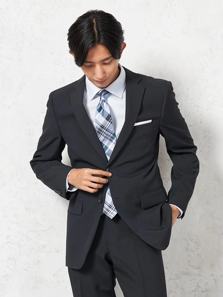 【即納】スーツ２つボタン【WEB限定】上下ウォッシャブルネイビーシャドウストライプ春夏
