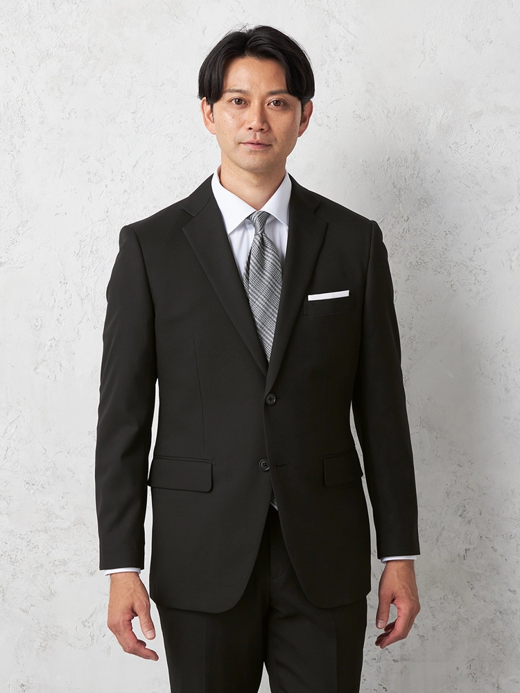 【即納】【WEB限定】【秋冬モデル】スーツ２つボタン織柄無地ノータック上下ウォッシャブル秋冬