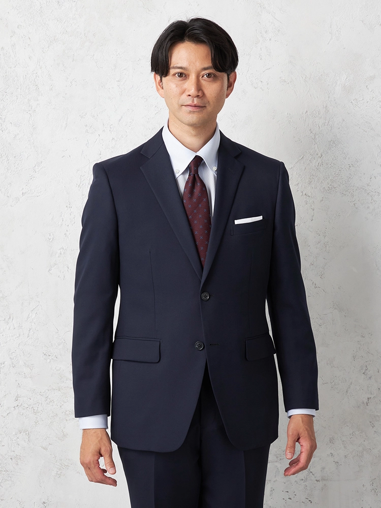 【即納】【WEB限定】【秋冬モデル】スーツ２つボタン織柄無地ノータック上下ウォッシャブル秋冬