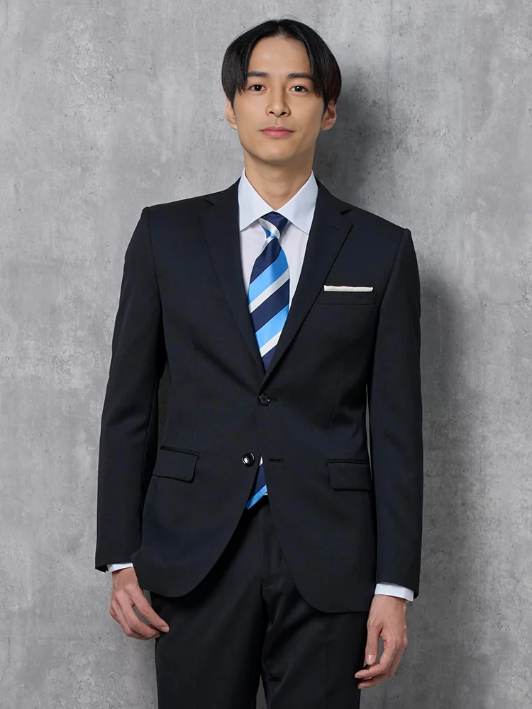 【パンツウォッシャブル】2つボタンスーツブラック無地リクルート／就活対応RESPECTNERO通年【定番】