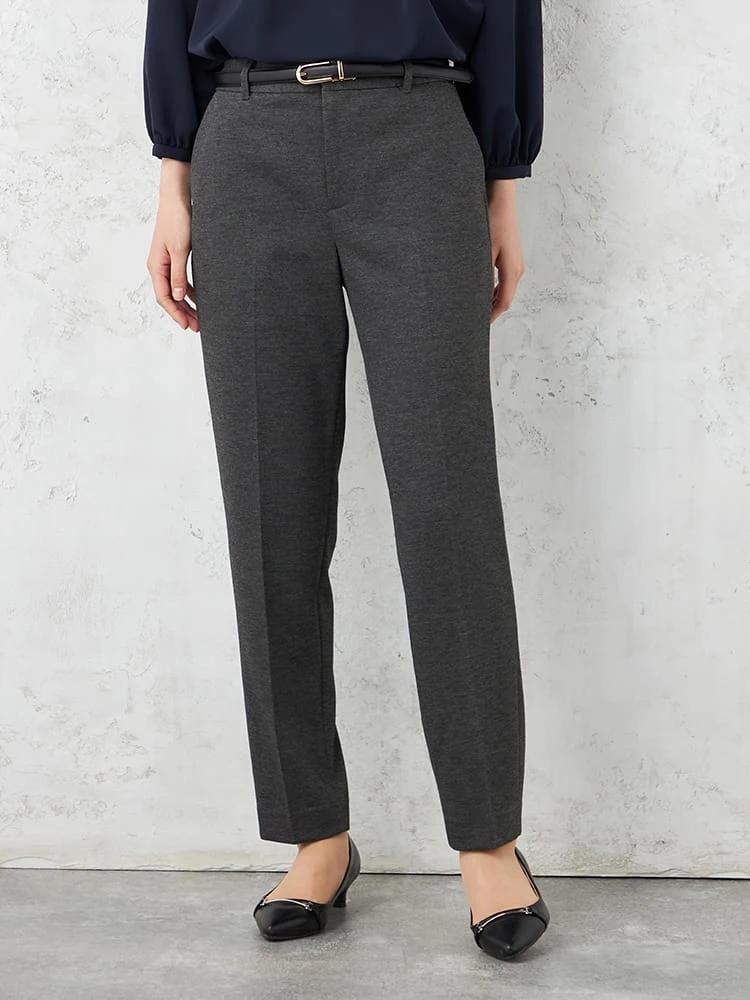 【SOFFICE】2WAYニットカルゼテーパードパンツ無地ストレッチ秋冬【レディース】