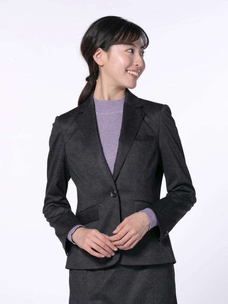 【ウォッシャブル】ジャケット１つボタンプリントニットシャドーチェックS＆MKnightsbridge秋冬【レディース】