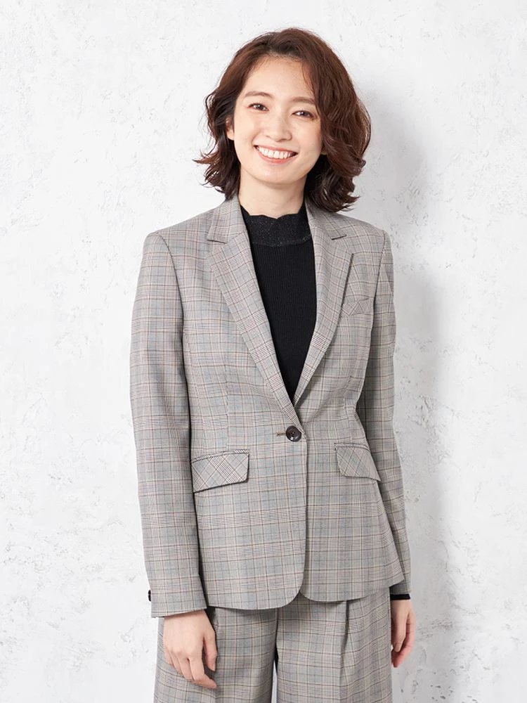 【CassetteCross】ジャケット1つボタンジャケットウォッシャブルストレッチチェックSOFFICE秋冬【レディース】