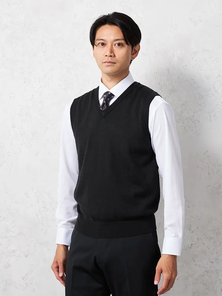 【リッケンバッカー】無地天竺ベストカジュアルインナーニット半袖保温秋冬