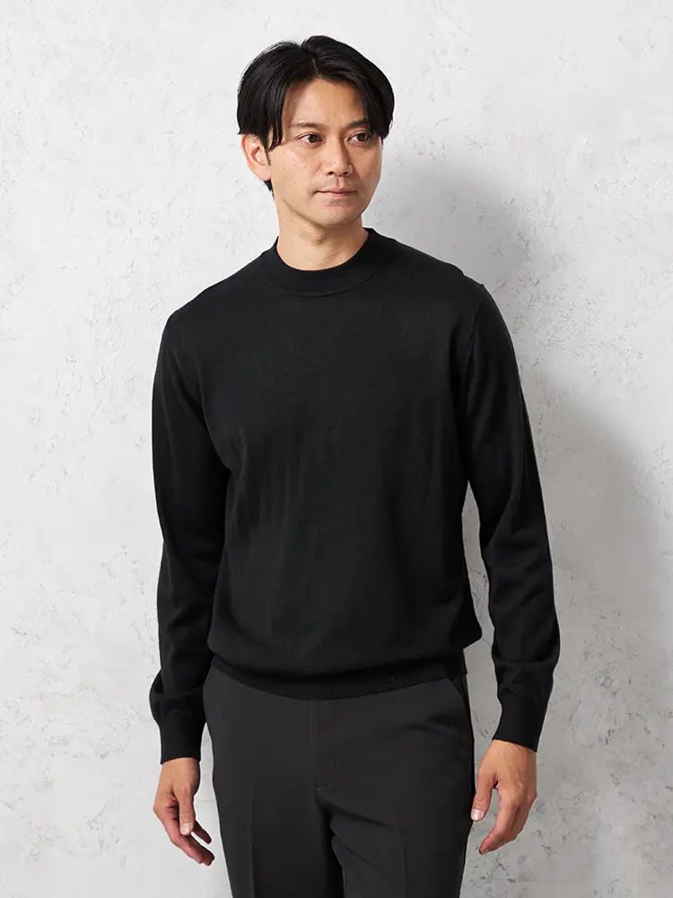 【リッケンバッカー】無地天竺モックネックセーターカジュアルインナーニット長袖保温秋冬