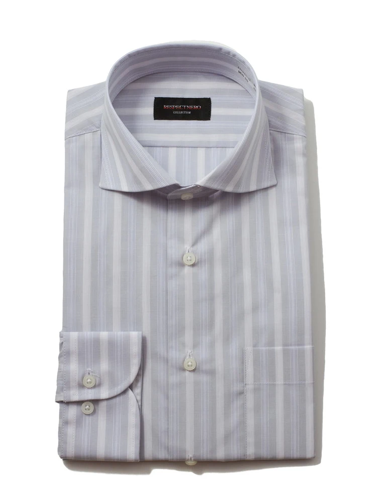 【形態安定】長袖ワイシャツカッタウェイアイスランドブルーシリーズ吸水速乾nero通年