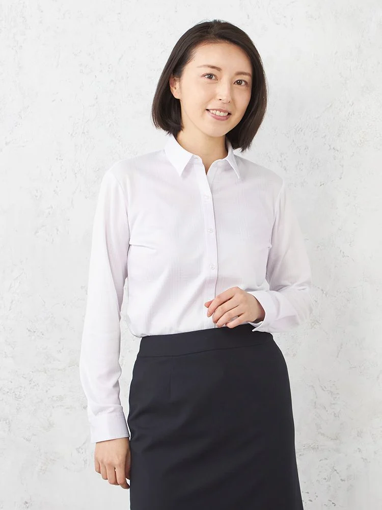 【完全ノーアイロン】アイシャツ長袖ブラウスレギュラーカラーグレンチェックi-shirt通年【レディース】