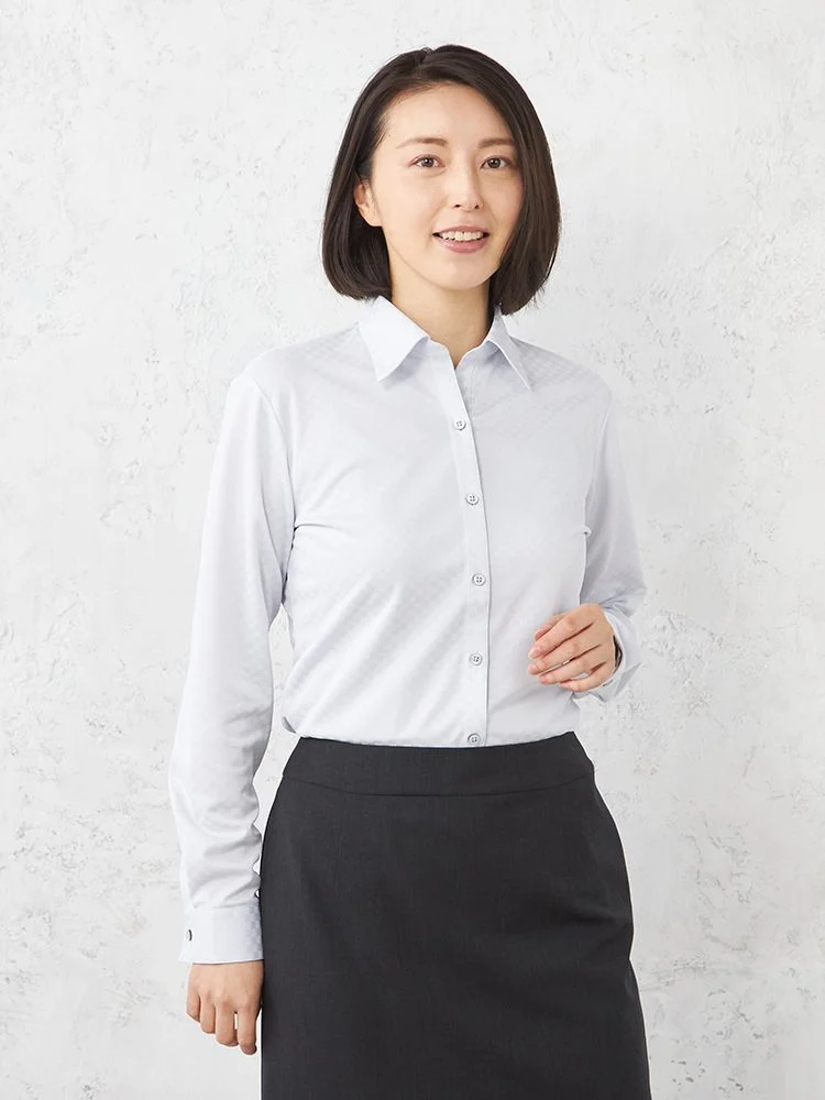 【完全ノーアイロン】アイシャツ長袖ブラウススキッパーチェックi-shirt通年【レディース】