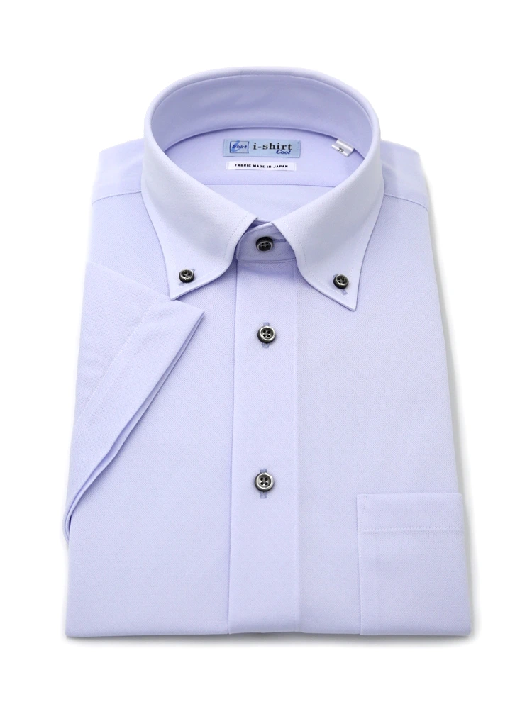 【即納】WEB限定【完全ノーアイロン】半袖アイシャツボタンダウンストレッチ織柄無地i-shirtワイシャツ春夏