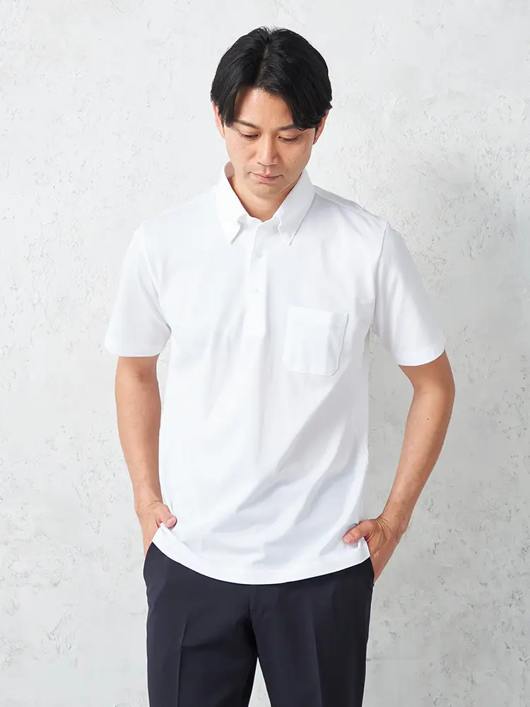 【STOVEL＆MASON】アメリカンシーアイランドコットンドライ半袖ポロシャツボタンダウンカジュアルインナーストーベルアンドメイソン吸汗速乾春夏