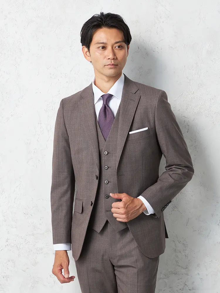 【Ｓ＆ＭＢＬＵＥＬＡＢＥＬ】３ピーススーツ２つボタンパンツウォッシャブルノータック秋冬