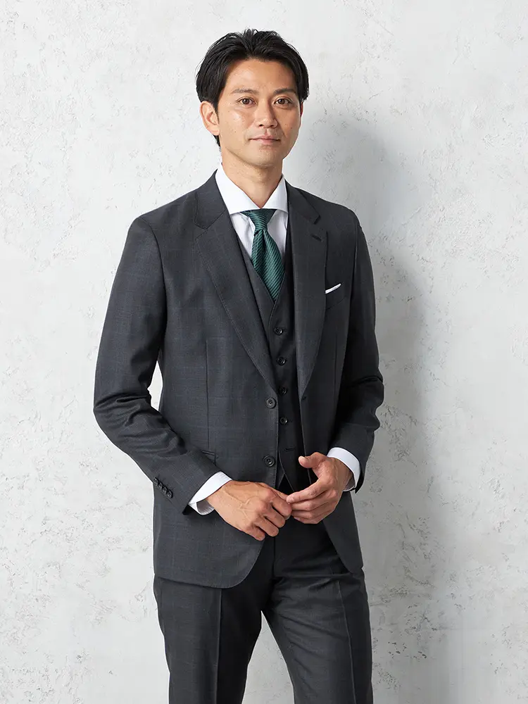 【リッケンバッカーホワイト】ＲＥＤＡスーツ2つボタンチェックノータック秋冬