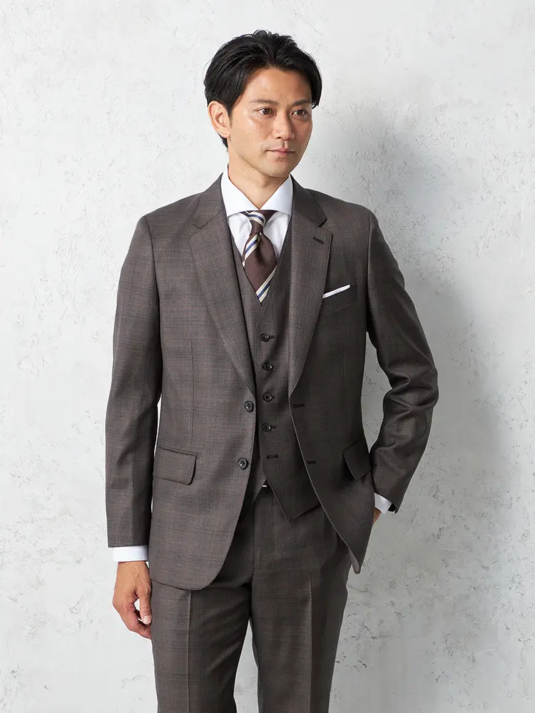 【リッケンバッカーホワイト】ＲＥＤＡスーツ2つボタンチェックノータック秋冬