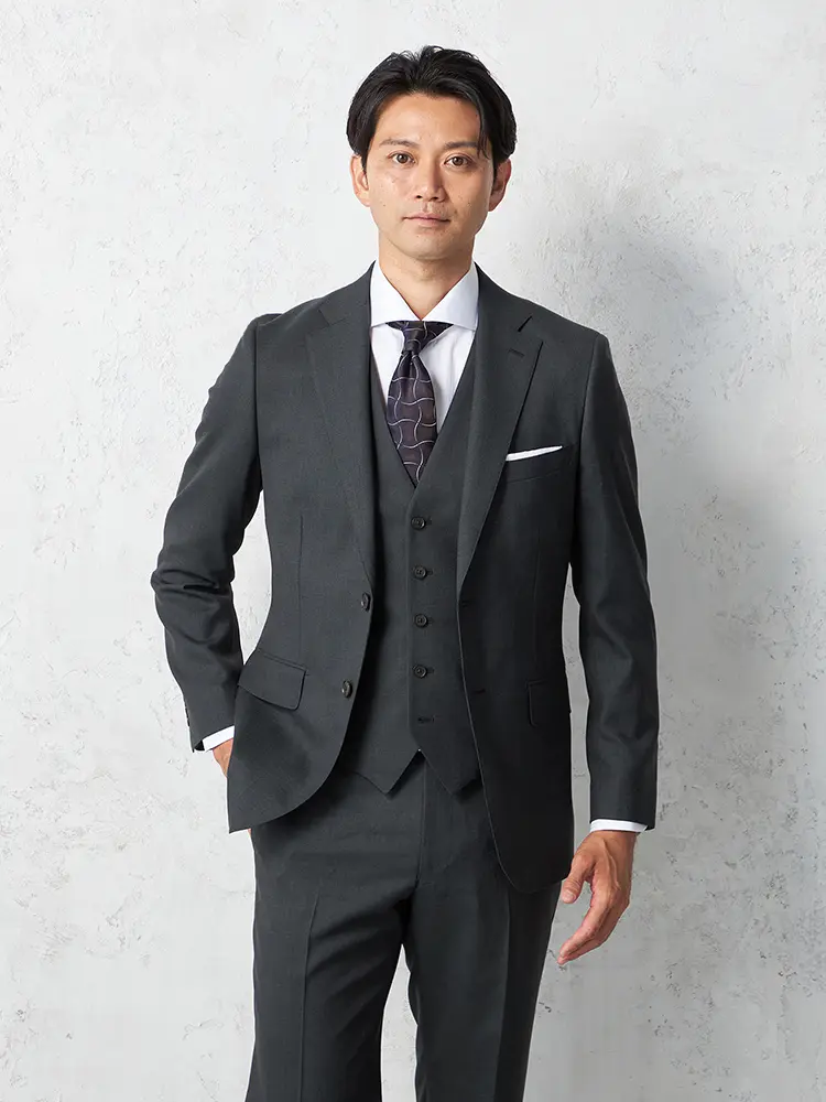 【Ｓ＆ＭＢＬＵＥＬＡＢＥＬ】マルラーネスーツ2つボタン無地ノータック秋冬