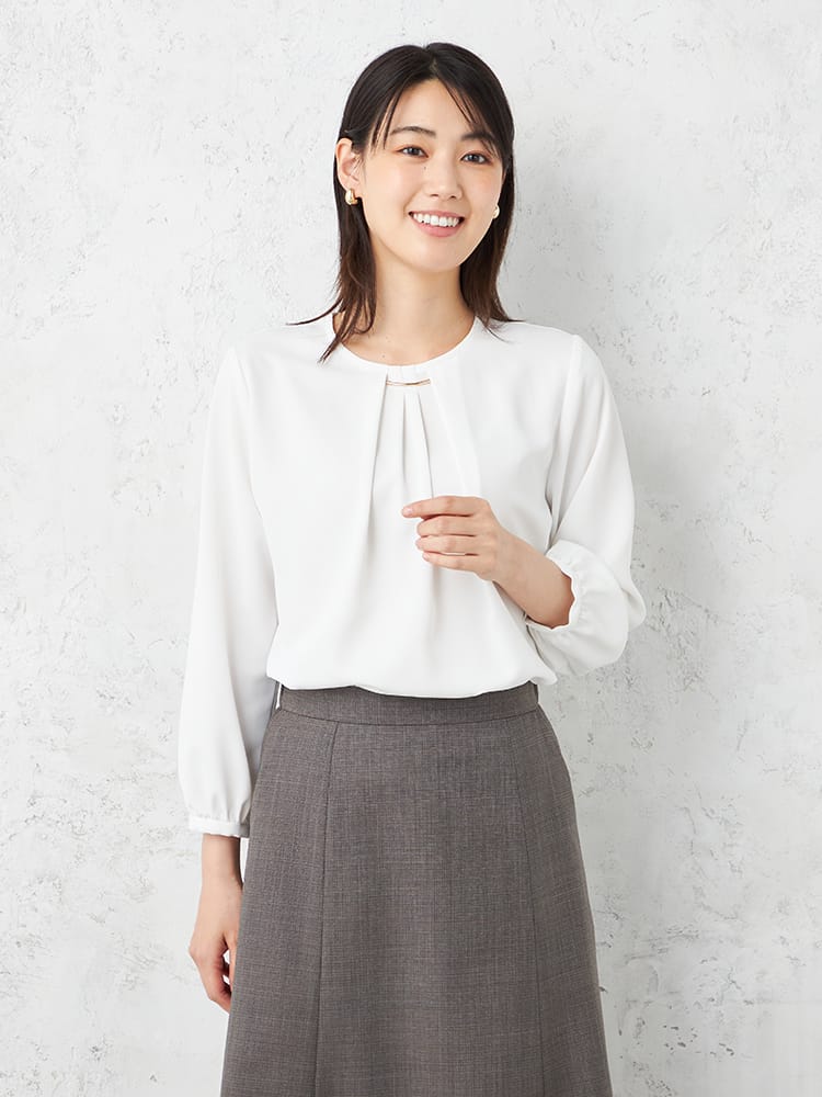 【SOFFICEBEAUTYVEIL】バー付きフロントタック9分袖ブラウスＵＶ加工通年【レディース】