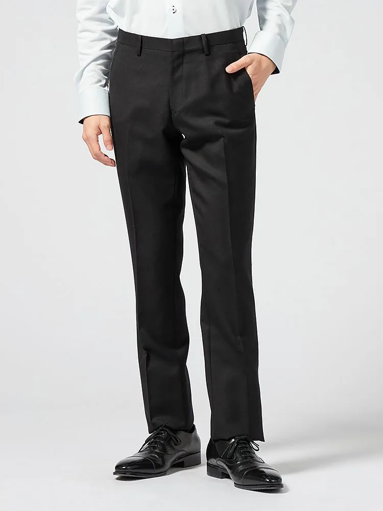 【ウォッシャブル】パンツノータックサキソニースラックス無地nero秋冬