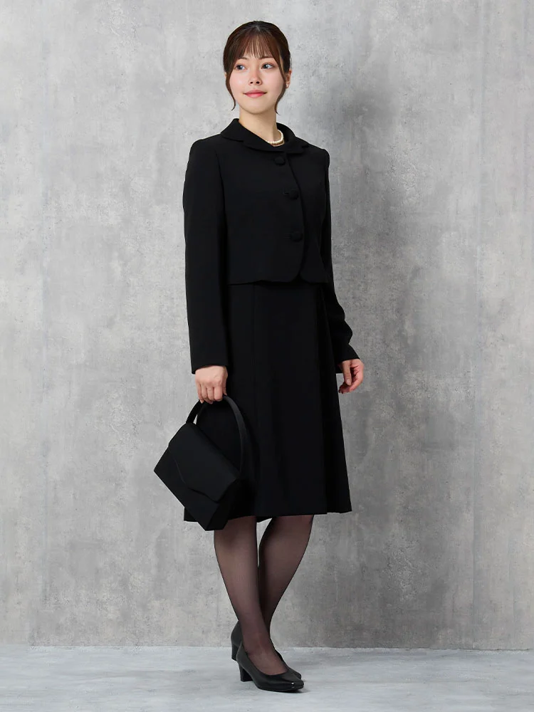 【WEB限定価格】ウィメンズフォーマルアンサンブルブラック無地通年礼服【レディース】