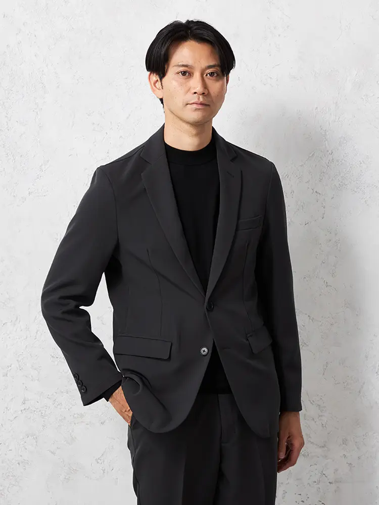 【AIRSUIT】セットアップジャケット2つボタン防シワ（イージーケア）ストレッチ通年吸汗速乾UVカット